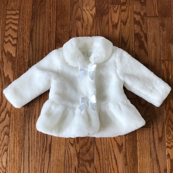 baby faux fur coat white